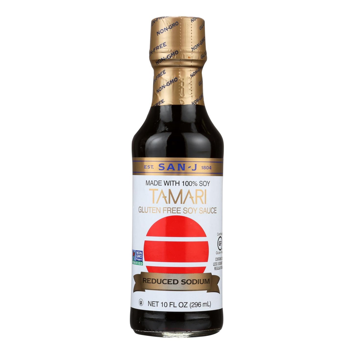 San - J Tamari Soy Sauce - Reduced Sodium - Case Of 6 - 10 Fl Oz.