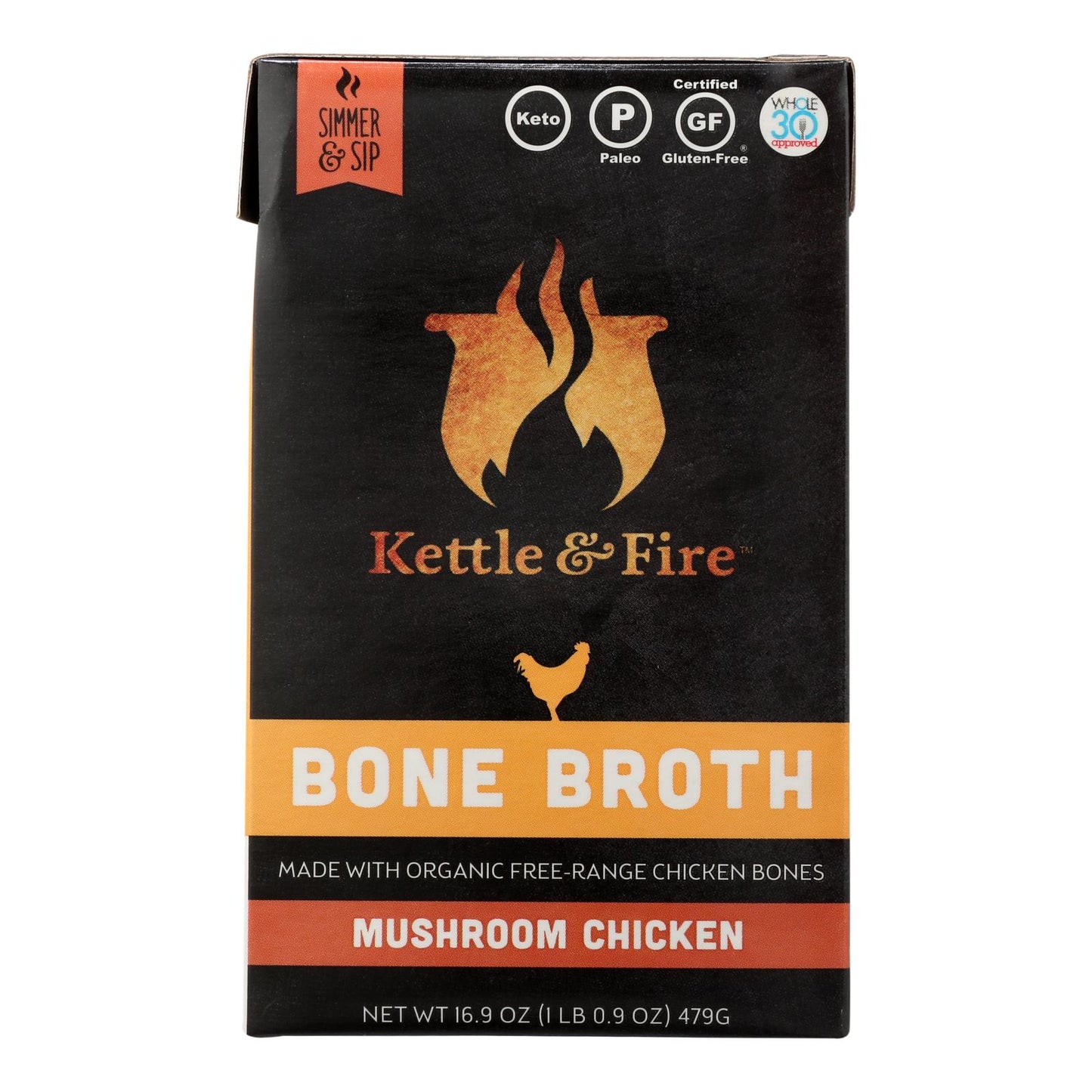 Kettle & Fire Mushroom Chicken Bone Broth - Case Of 6 - 16.9 Oz