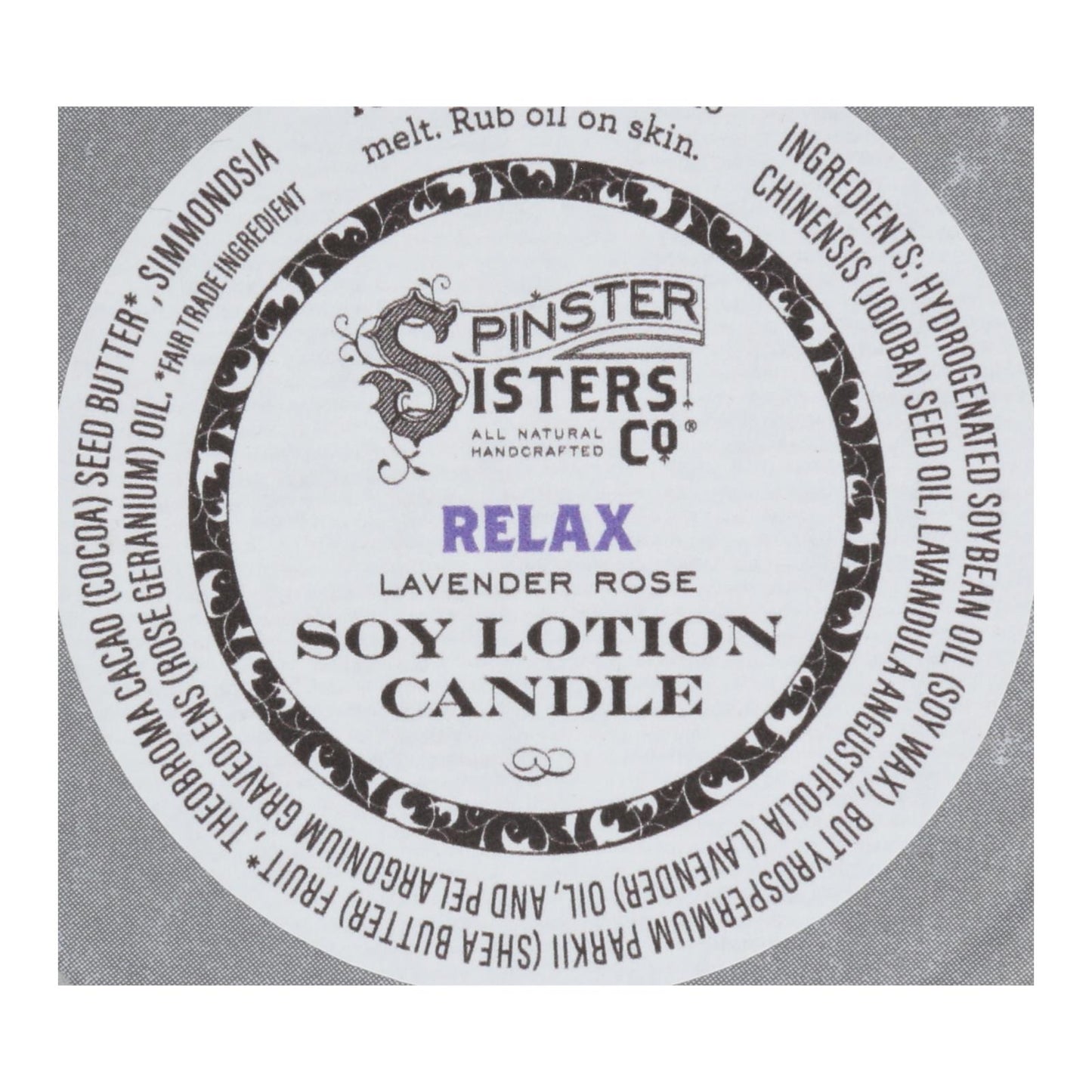 Spinster Sisters Co. - Body Ltn Candle Relax - Case Of 4-6.2 Oz