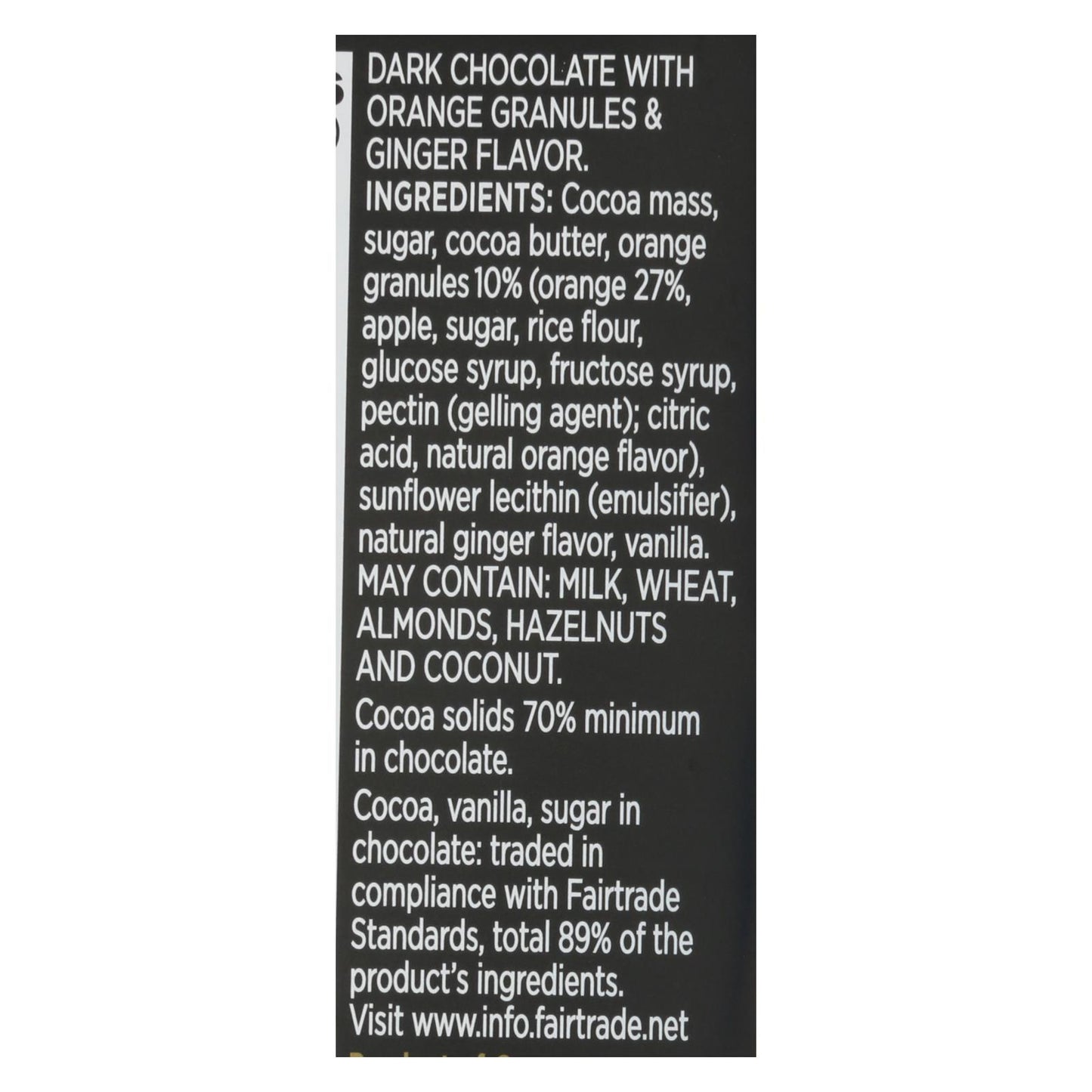 Divine - Bar Dark Chocolate 70% Gng/orng - Case Of 12 - 3 Oz