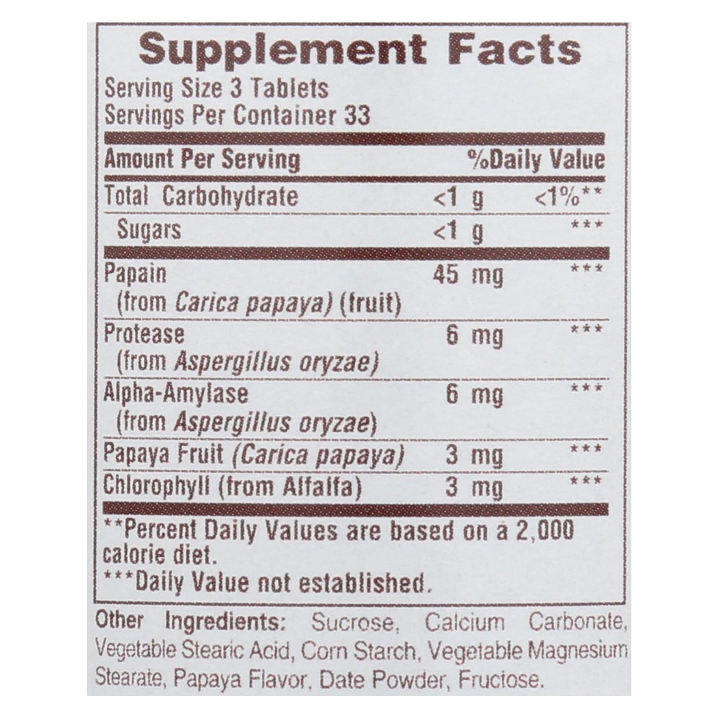 American Health - Papaya Enzyme With Chlorophyll Chewable - 100 Chewable Tablets