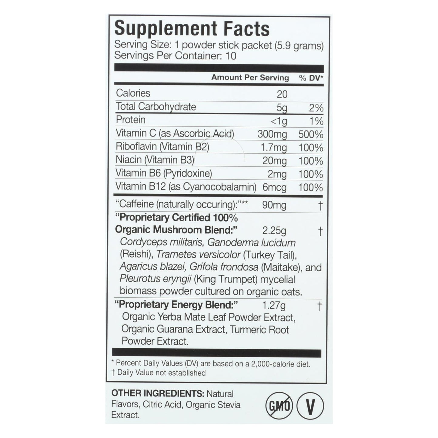 Om Organic Mushroom Nutrition Energy Citrus Orange Dietary Supplement Powder  - Case Of 10 - .21 Oz