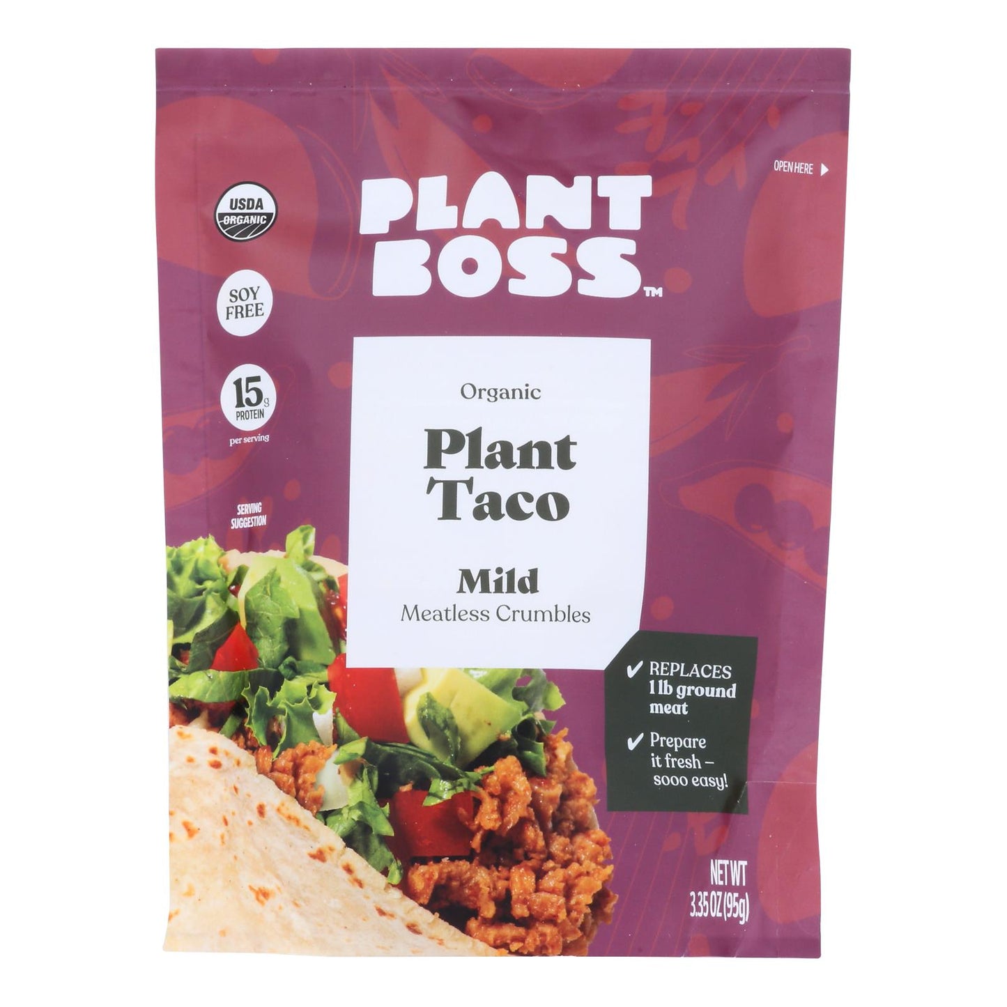 Plant Boss - Mtless Crumble Mld Taco - Case Of 6-3.35 Oz