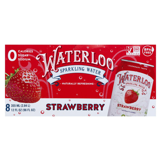 Waterloo - Water Spk Strawberry - Case Of 3 - 8/12 Oz