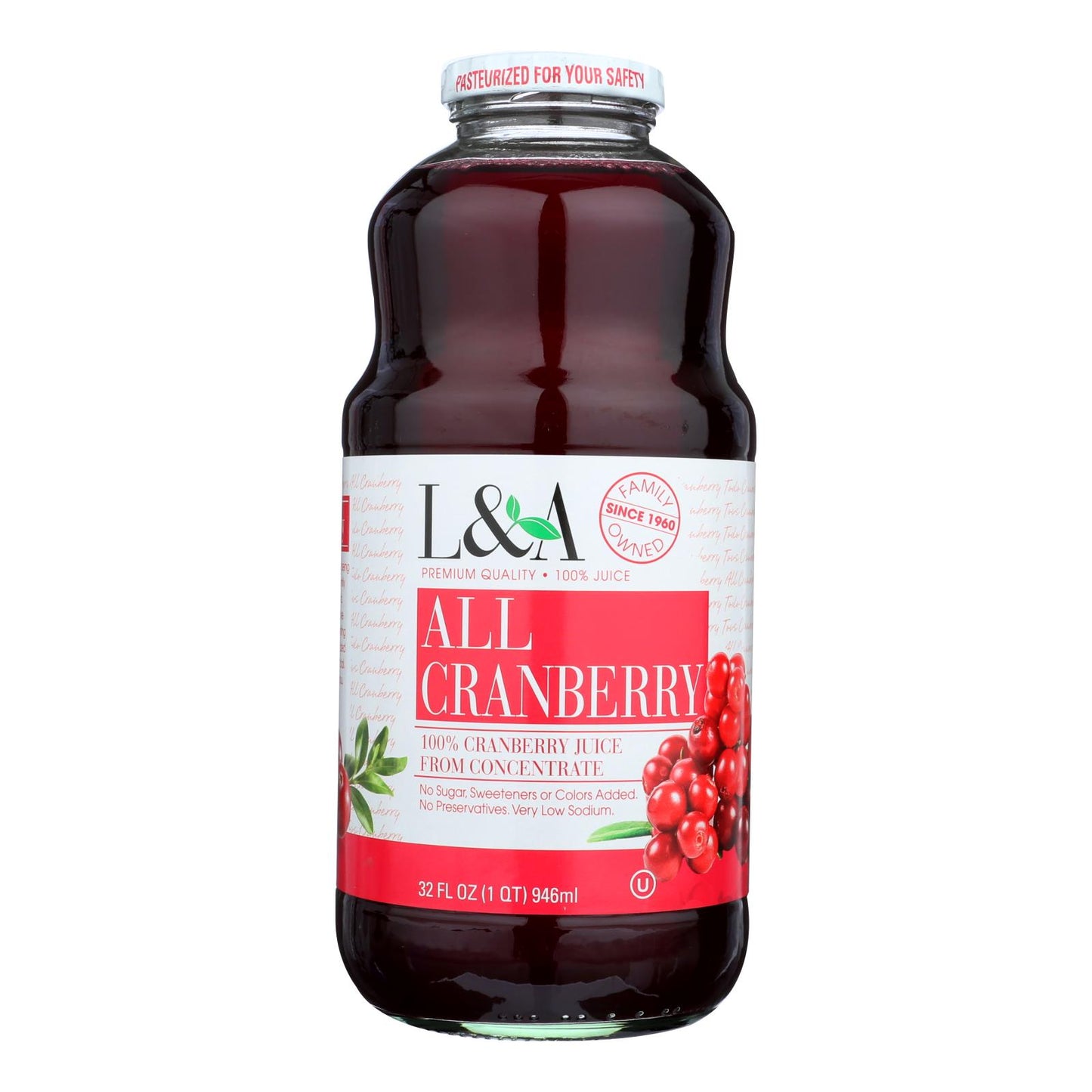 L And A Juice - All Cranberry - Case Of 6 - 32 Fl Oz.