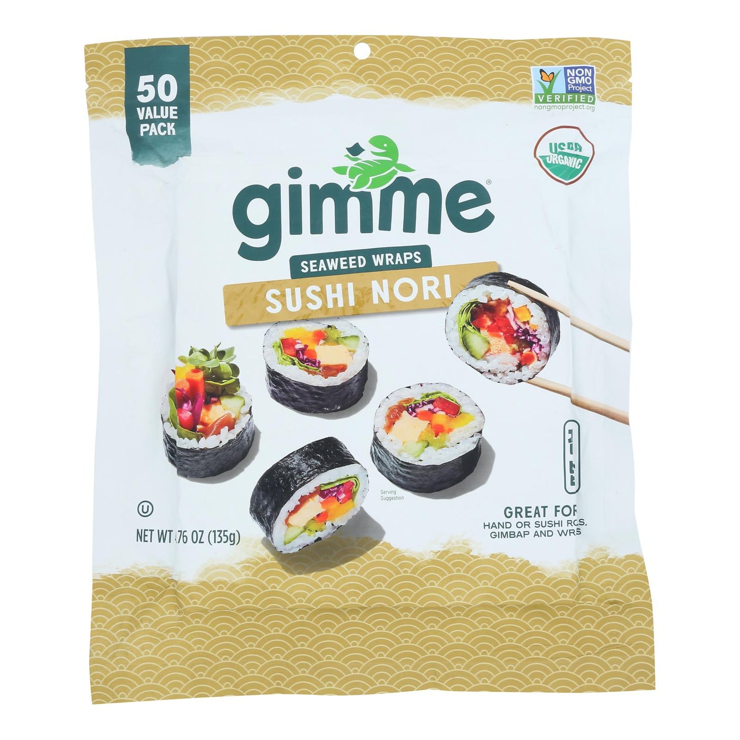 Gimme Seaweed Snacks - Sushi Nori Roasted - Case Of 4-4.76 Oz