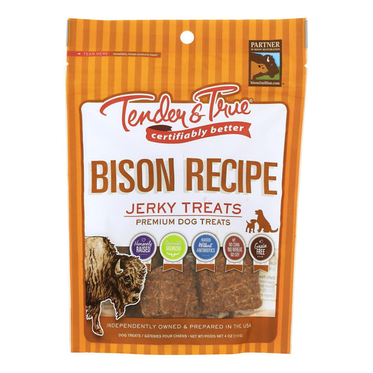 Tender & True - Dog Trt Bison Recip Jerky - Case Of 10-4 Oz