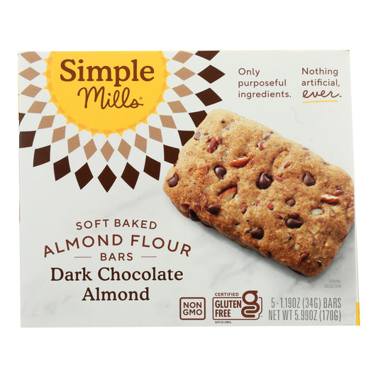 Simple Mills - Bar Sft Baked Dark Chocolate Almond - Case Of 6 - 5.99 Oz