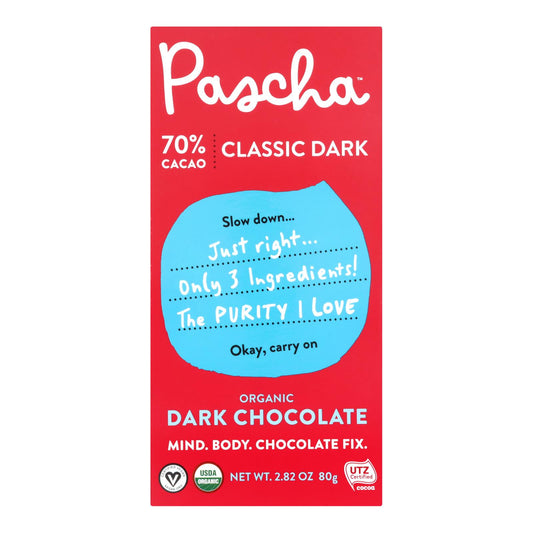 Pascha - Bar Chocolate 70% Cacao - Case Of 10 - 2.82 Oz