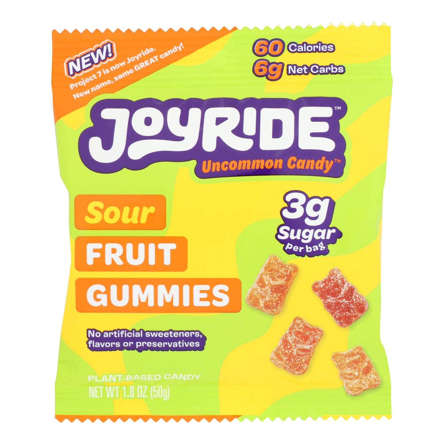 Project 7 - Gummies Sour Fruit Low Sugar - Case Of 8-1.8 Oz