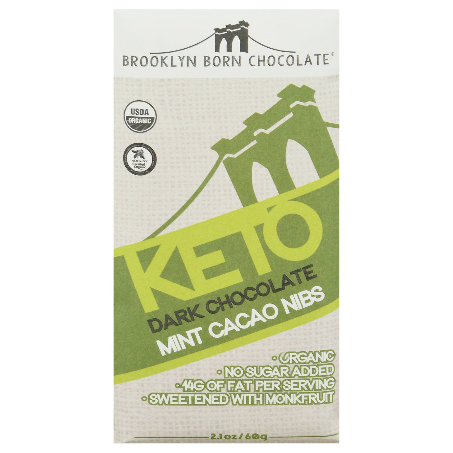 Brooklyn Born Chocolate - Bar Chocolate Mint Caco Keto - Case Of 12-2.1 Oz