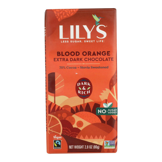 Lily's Sweets Dark Chocolate Bar - Blood Orange - Case Of 12 - 2.8 Oz.