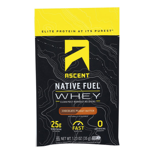 Ascent Native Fuel - Whey Chocolate Peanut Butter Sngle Packet - Case Of 15 - 1.23 Oz