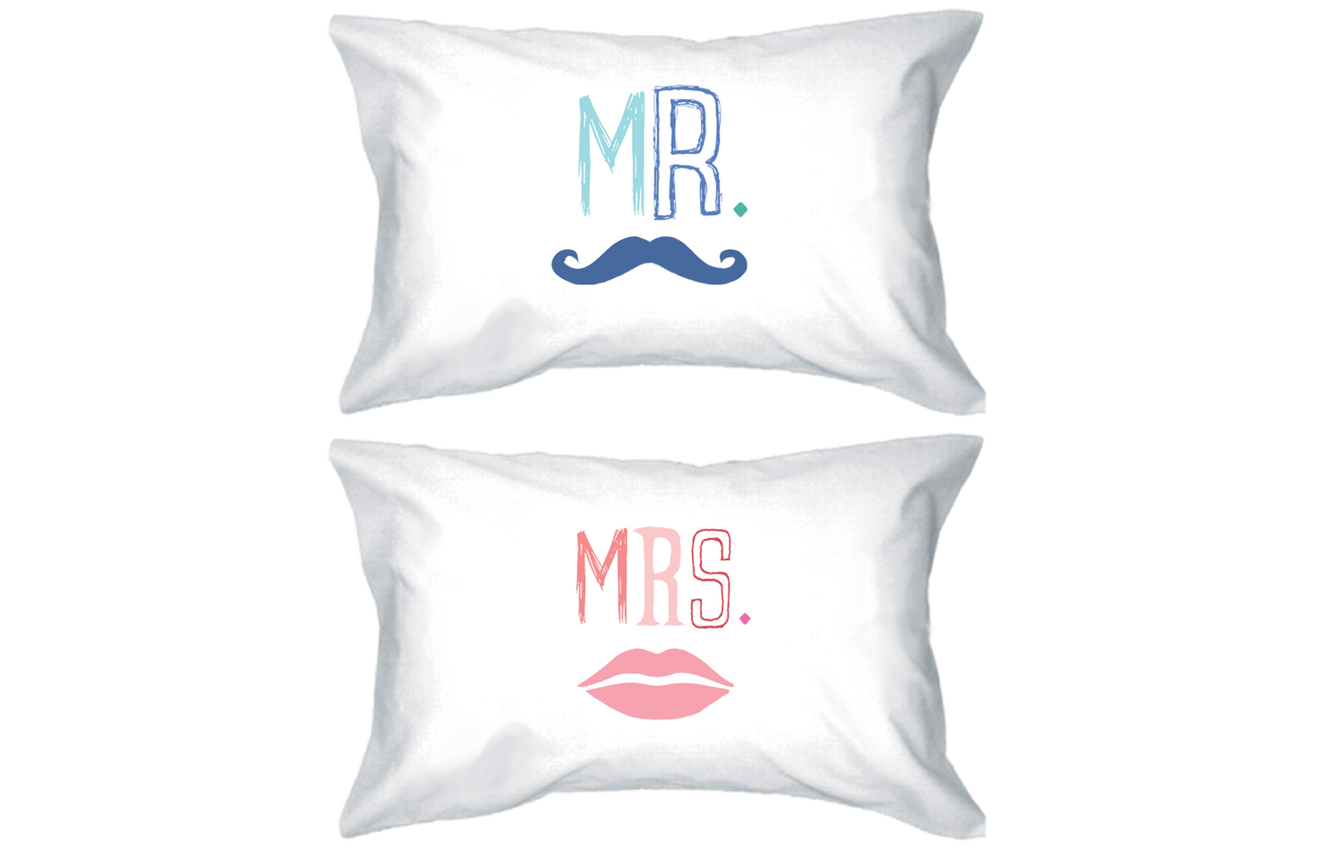 Mr and Mrs PillowCovers  Standard Size 21 x 30 Matching Couple Pillowcases