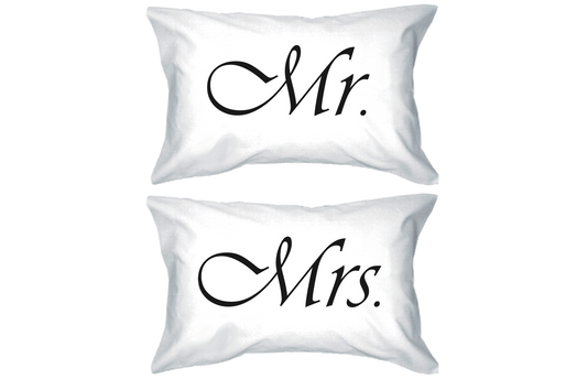 Mr and Mrs Couple Pillowcases Classy Matching Pillow Covers for Newlyweds