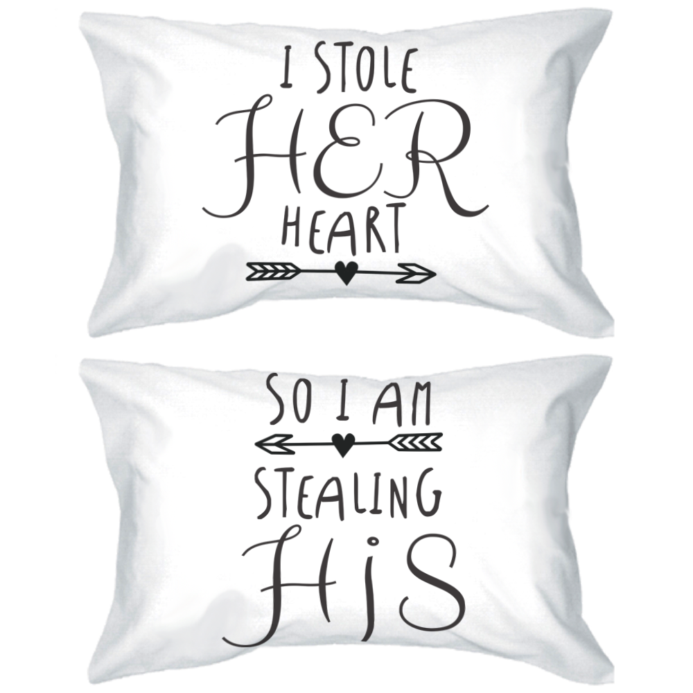 His and Hers Couple Matching Pillowcases Stealing Hearts Pillow Covers