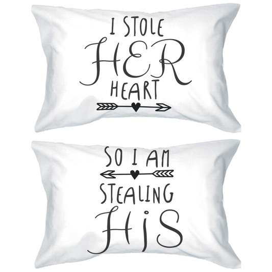 His and Hers Couple Matching Pillowcases Stealing Hearts Pillow Covers