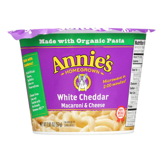 Annie's Homegrown White Cheddar Microwavable Macaroni And Cheese Cup - Case Of 12 - 2.01 Oz.