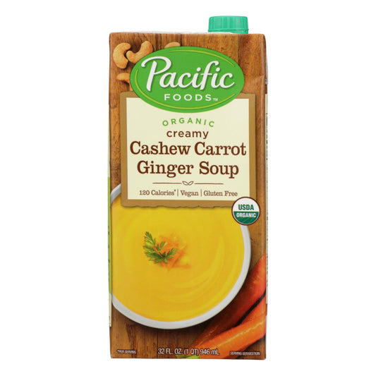 Pacific Natural Foods Carrot Ginger Soup - Organic Cashew - Case Of 12 - 32 Fl Oz.