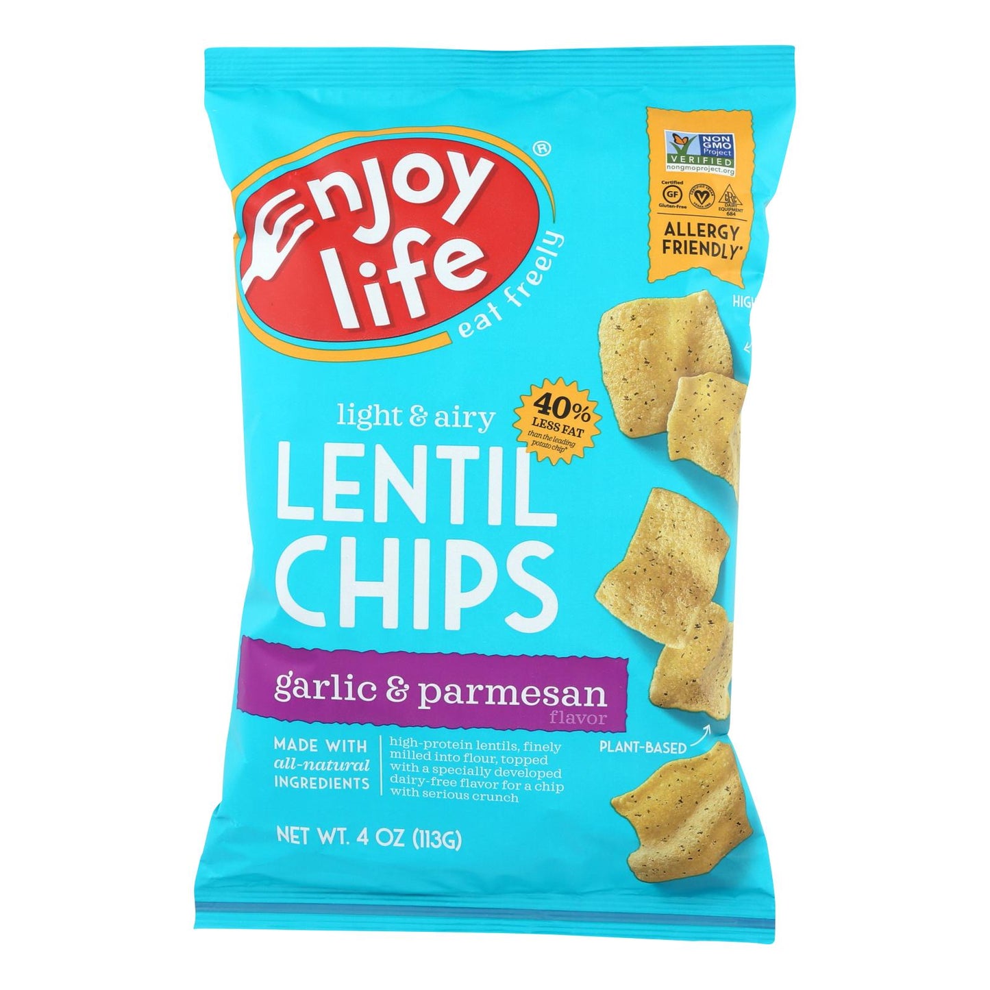 Enjoy Life - Lentil Chips - Plentils - Garlic And Parmesan - 4 Oz - Case Of 12