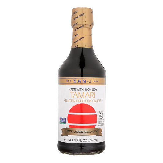 San - J Tamari Soy Sauce - Reduced Sodium - Case Of 6 - 20 Fl Oz.