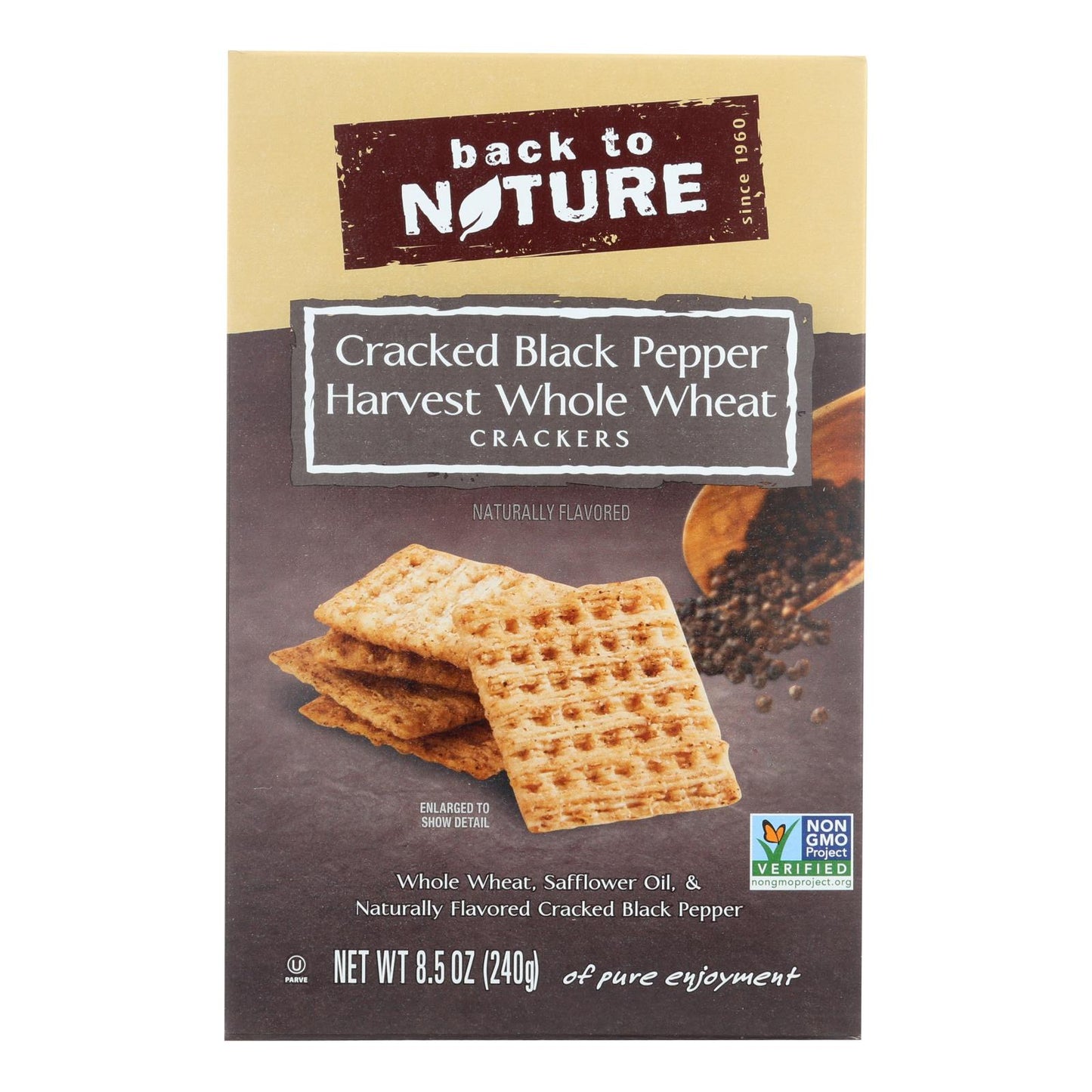 Back To Nature Crackers - Whole Wheat Black Pepper - Case Of 12 - 8.5 Oz