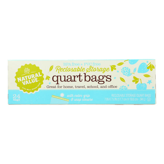 Natural Value - Storage Bags Qt Reclsable - Case Of 12 - 24 Ct