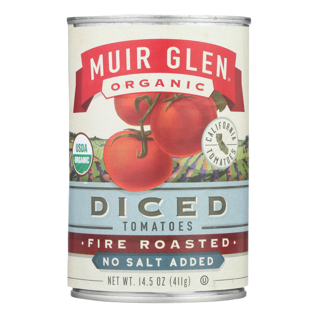 Muir Glen Diced Fire Roasted Tomato No Salt - Tomato - Case Of 12 - 14.5 Oz.