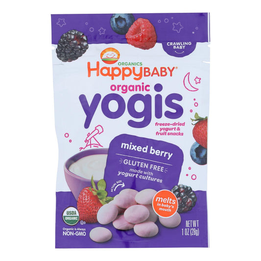 Happy Baby Happy Yogis Organic Superfoods Yogurt And Fruit Snacks Mixed Berry - 1 Oz - Case Of 8