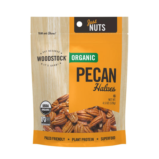 Woodstock Organic Pecan Halves - Case Of 8 - 4.5 Oz