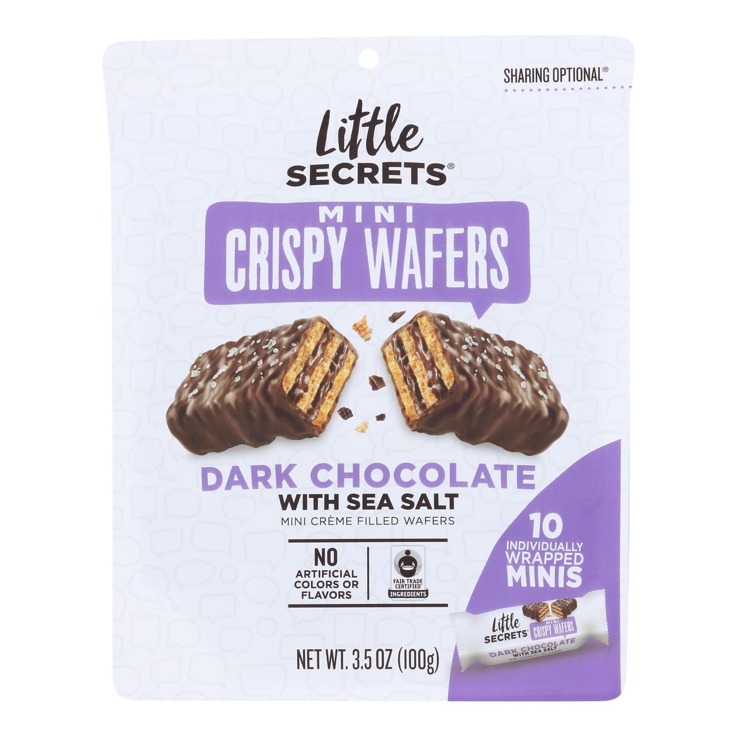 Little Secrets - Crispy Wafrs Dark Chocolate Sea Salt - Case Of 6-3.5 Oz