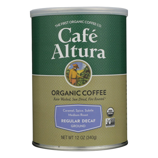 Cafe Altura - Organic Regular Roast Ground Coffee - Decaf - Case Of 6 - 12 Oz