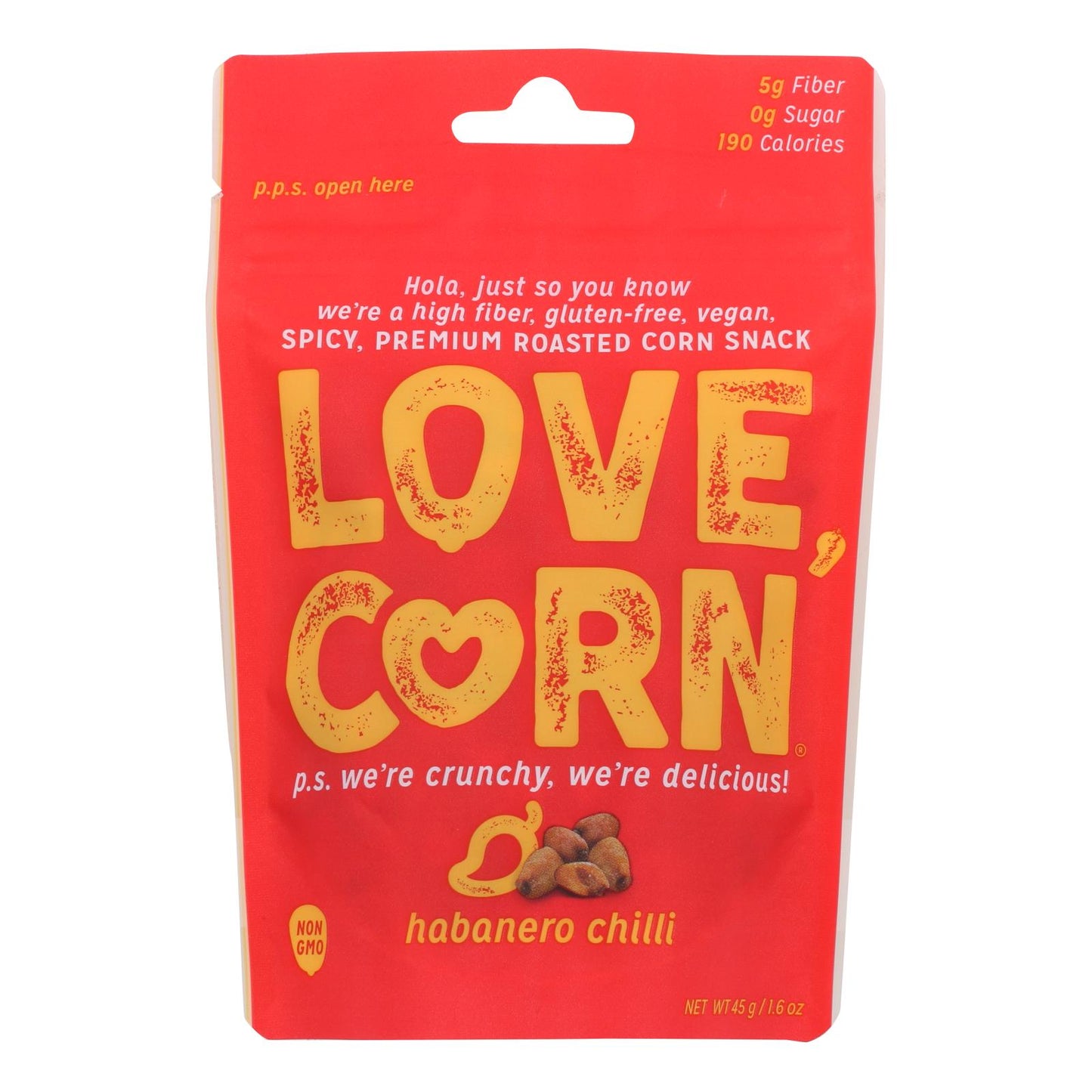 Love Corn - Roasted Corn Habanero - Case Of 10 - 1.6 Oz