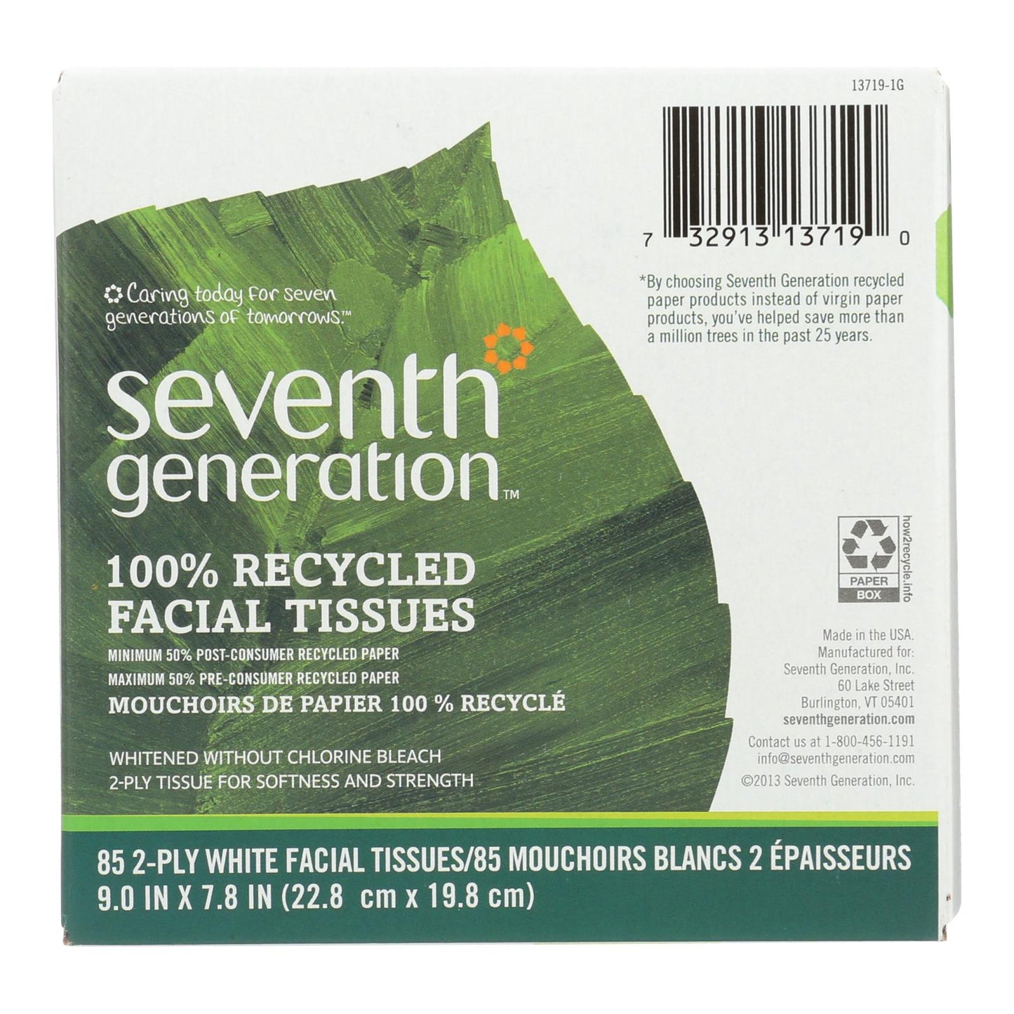 Seventh Generation Recycled Facial Tissue - Cube - Case Of 36 - 85 Count