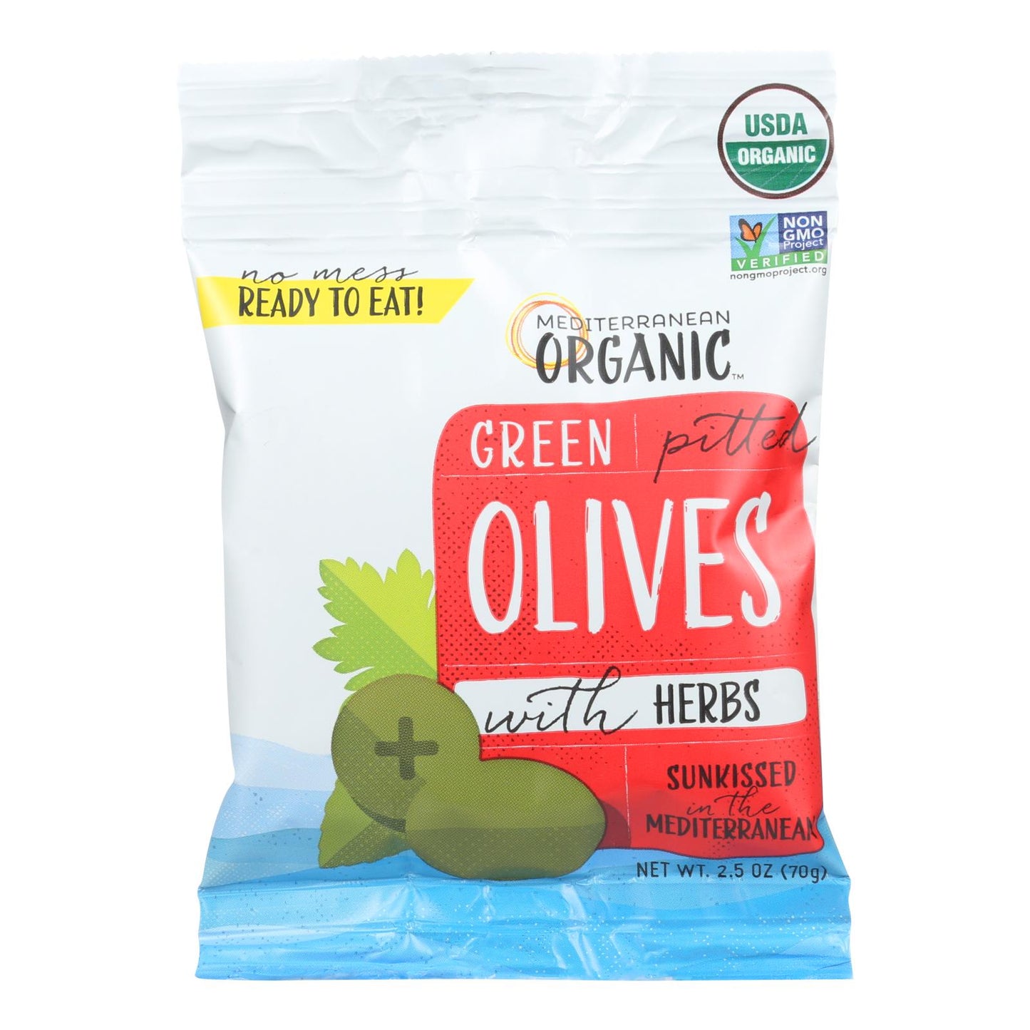 Mediterranean Organic Organic Green Pitted Olives With Herbs - Case Of 12 - 2.5 Oz