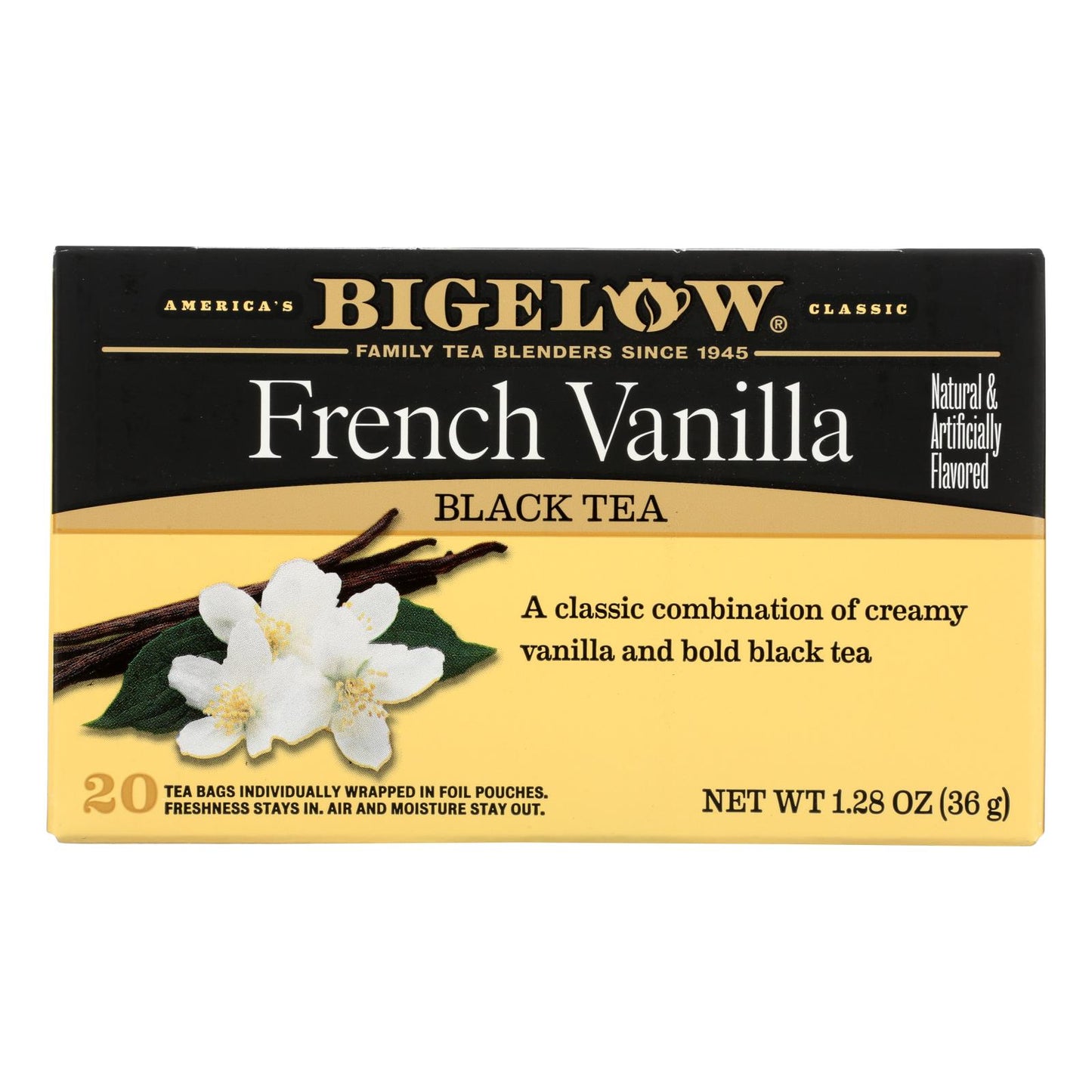 Bigelow Tea French Vanilla Black Tea - Case Of 6 - 20 Bags