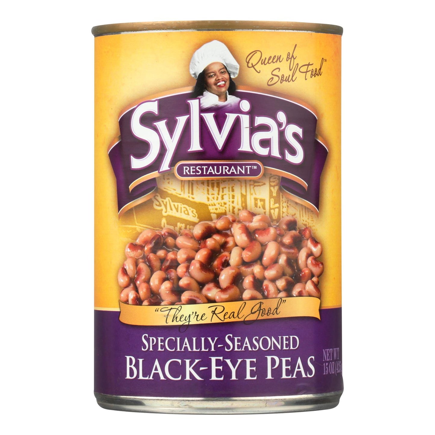 Sylvia's Black Eye Peas - Seasoned - Case Of 12 - 15 Oz.