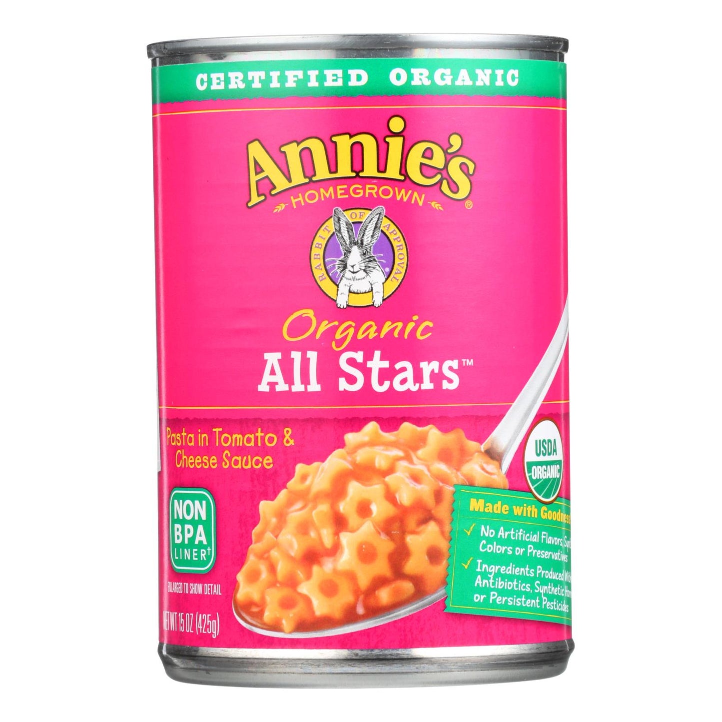 Annie's Homegrown Organic All Stars Pasta In Tomato And Cheese Sauce - Case Of 12 - 15 Oz.