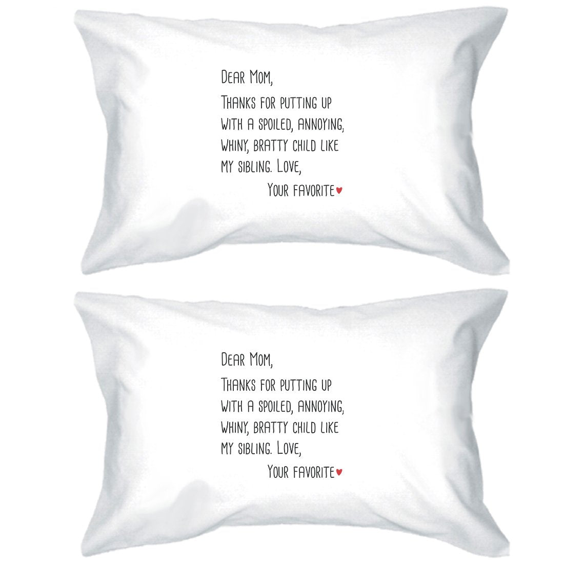 Dear Mom Graphic Pillowcases Standard Size Cotton Pillow Covers