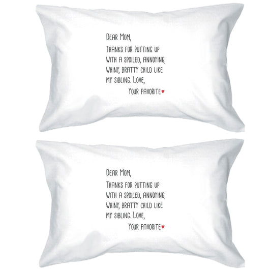 Dear Mom Graphic Pillowcases Standard Size Cotton Pillow Covers