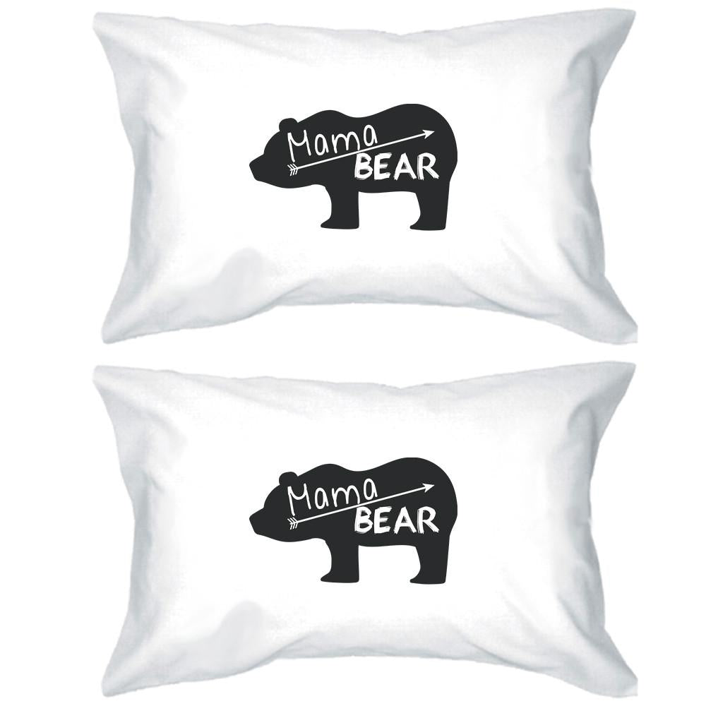 Mama Bear White Cotton Pillow Case Unique Design Gifts For Moms