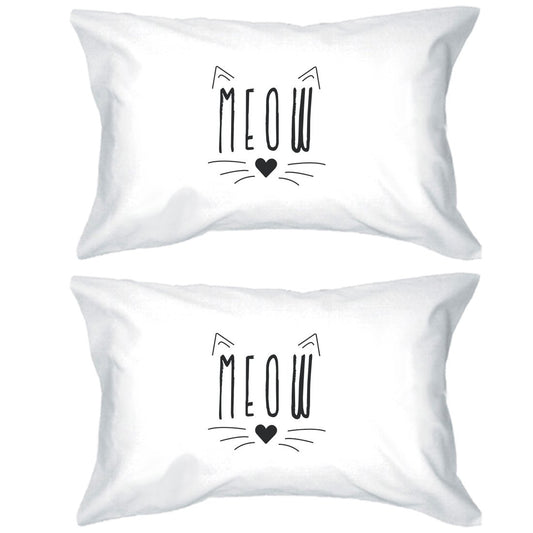 Meow Pillowcases Standard Size Cat Lover Pillow Covers High Quality