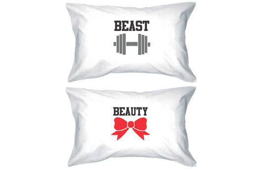 Beauty and Beast 300-Thread-Count Standard Size 21 x 30 Couple Pillowcases