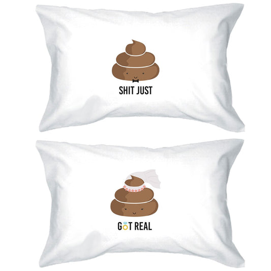 Poop Shit Got Real Funny Matching Pillow Covers Funny Wedding Gift