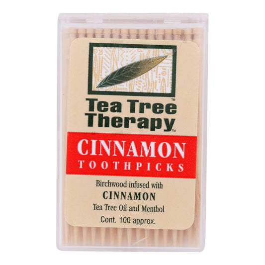 Tea Tree Therapy Toothpicks Cinnamon - 100 Toothpicks - Case Of 12