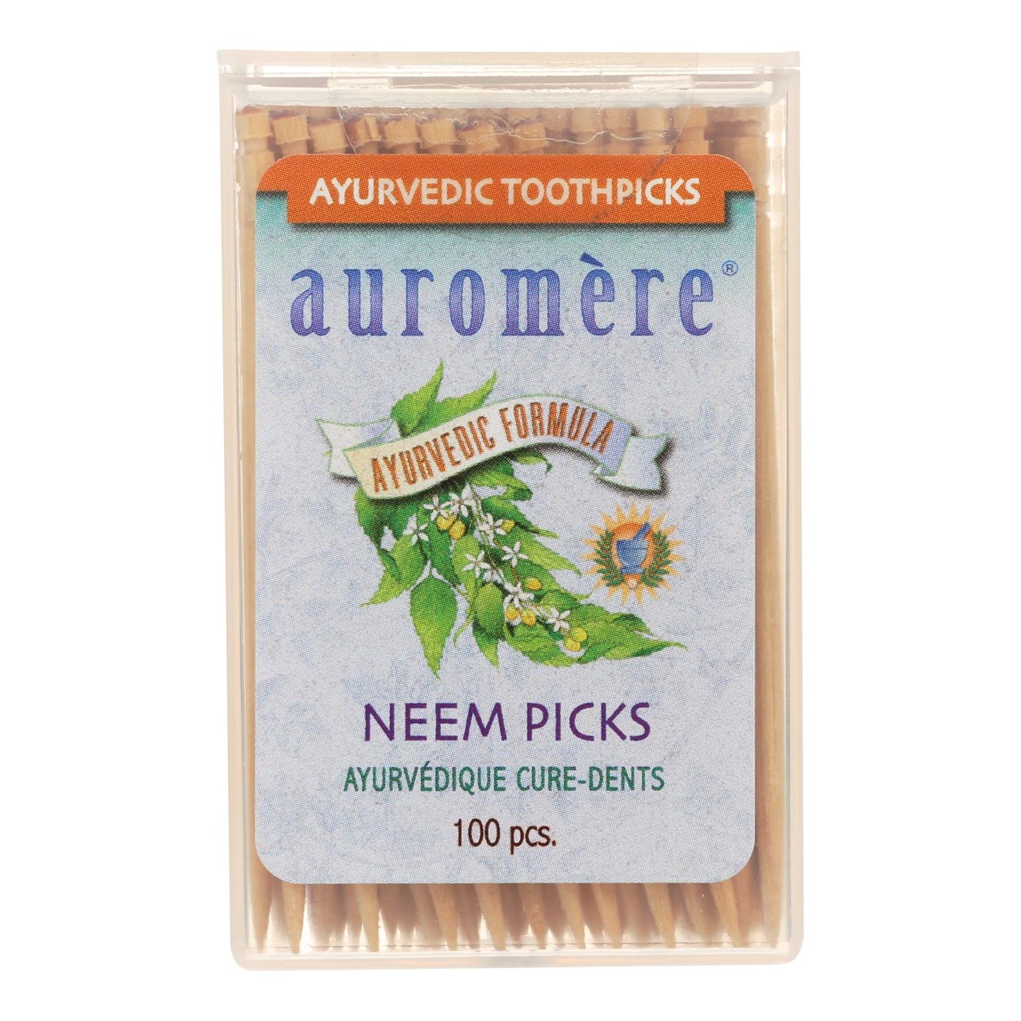 Auromere Ayurvedic Neem Picks - 100 Toothpicks - Case Of 12